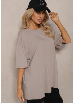 Beżowy T-shirt z Krótkim Rękawem z Bawełny Bavima ze sklepu renee.pl w kategorii Bluzki damskie - zdjęcie 179916231