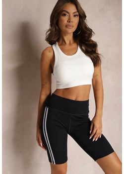 Czarne Szorty Kolarki High Waist z Ozdobnymi Lampasami Jelorea ze sklepu renee.pl w kategorii Szorty - zdjęcie 179916731