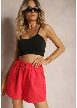 Czerwone Dresowe Szorty High Waist z Gumką w Talii Narefia ze sklepu renee.pl w kategorii Szorty - zdjęcie 179919063