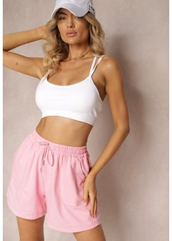Różowe Dresowe Szorty High Waist z Gumką w Talii Narefia ze sklepu renee.pl w kategorii Szorty - zdjęcie 179919073