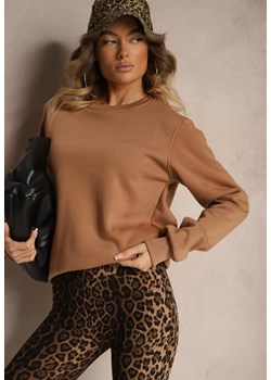 Brązowa Bluza z Bawełną i Ściągaczami przy Rękawach Ravemi ze sklepu renee.pl w kategorii Bluzy damskie - zdjęcie 179920840
