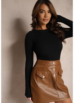 Czarna Bluzka Longsleeve w Cienkie Prążki Terilissa ze sklepu renee.pl w kategorii Bluzki damskie - zdjęcie 179921233