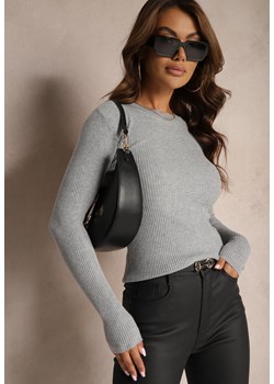 Szara Bluzka Longsleeve w Cienkie Prążki Terilissa ze sklepu renee.pl w kategorii Bluzki damskie - zdjęcie 179921253