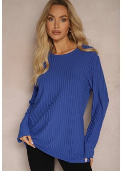 Niebieska Bluzka Longsleeve z Prążkowanego Materiału Gigitha ze sklepu renee.pl w kategorii Bluzki damskie - zdjęcie 179923714