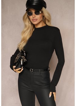 Czarna Bawełniana Bluzka Typu Longsleeve z Półgolfem Riata ze sklepu renee.pl w kategorii Bluzki damskie - zdjęcie 179925312