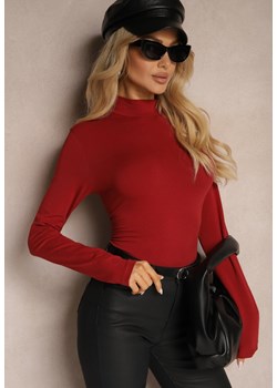 Bordowa Bawełniana Bluzka Typu Longsleeve z Półgolfem Riata ze sklepu renee.pl w kategorii Bluzki damskie - zdjęcie 179925322