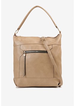 Beżowa Torebka Klasyczna Torebka z Ozdobnym Suwakiem i Paskiem Nerelith ze sklepu renee.pl w kategorii Torby Shopper bag - zdjęcie 179925373