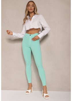 Miętowe Skinny Jeansy z Bawełną High Waist Lorie ze sklepu renee.pl w kategorii Jeansy damskie - zdjęcie 179926871
