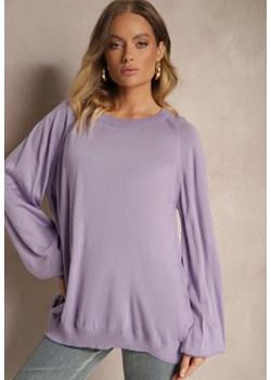 Fioletowy Sweter Oversize Ozdobiony Szerokimi Ściągaczami Anittia ze sklepu renee.pl w kategorii Swetry damskie - zdjęcie 179927554