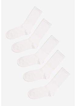 Białe Długie Casualowe Skarpety 5-Pack z Bawełny Venethria ze sklepu renee.pl w kategorii Skarpetki damskie - zdjęcie 179929973