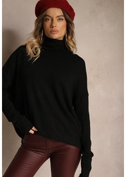 Czarny Casualowy Golf z Wełną i Wiskozą Rinlia ze sklepu renee.pl w kategorii Swetry damskie - zdjęcie 179932553