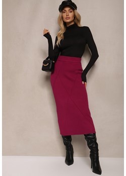 Ciemnoróżowa Spódnica z Wiskozą High Waist o Dopasowanym Kroju z  Gumką w Talii Niarosae ze sklepu renee.pl w kategorii Spódnice - zdjęcie 179935672
