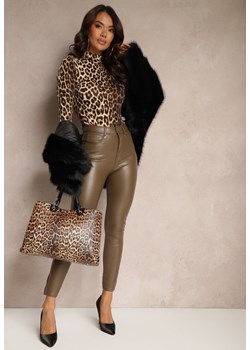 Brązowe Spodnie o Kroju Skinny z Ekoskóry Zorlemi ze sklepu renee.pl w kategorii Spodnie damskie - zdjęcie 179936861