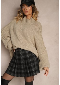 Czarne Trapezowe Spódnico-Spodenki Plisowane z Wiskozą High Waist w Kratę z Paskiem Filiana ze sklepu renee.pl w kategorii Spódnice - zdjęcie 179938314