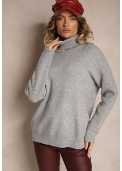 Jasnoszary Casualowy Golf z Bawełną i Wełną Filasia ze sklepu renee.pl w kategorii Swetry damskie - zdjęcie 179938880