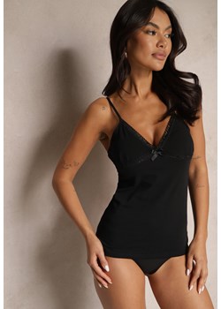 Czarny Top z Bawełny na Regulowanych Ramiączkach Larithra ze sklepu renee.pl w kategorii Bluzki damskie - zdjęcie 179942320