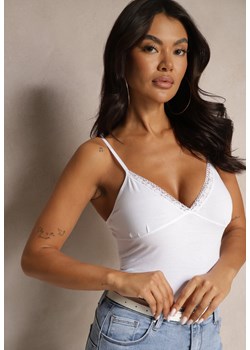 Biały Top z Bawełny z Dekoltem w Serek Carinael ze sklepu renee.pl w kategorii Bluzki damskie - zdjęcie 179942340