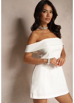 Biała Koktajlowa Sukienka Bandeau z Zakładką Przy Dekolcie Milzemis ze sklepu renee.pl w kategorii Sukienki - zdjęcie 179944423