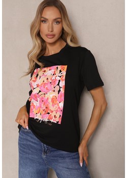 Czarny T-shirt Ozdobione Aplikacją 3D Vleffia ze sklepu renee.pl w kategorii Bluzki damskie - zdjęcie 179947991