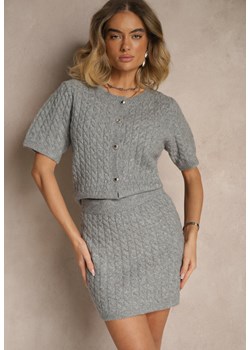 Szara Spódnica Sweterkowa z Wełną High Waist Selzeki ze sklepu renee.pl w kategorii Spódnice - zdjęcie 179957553