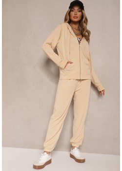 Beżowy Komplet Dresowy z Bluzą z Kapturem i Spodniami z Gumką w Pasie Typu Jogger Tellgana ze sklepu renee.pl w kategorii Buty sportowe damskie - zdjęcie 179959853