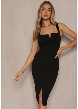 Czarna Sukienka Typu Bodycon z Ozdobnym Wycięciem Lenavine ze sklepu renee.pl w kategorii Sukienki - zdjęcie 179959922