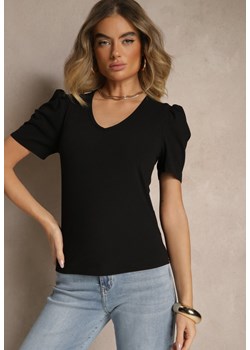 Czarny T-shirt z Trójkątnym Dekoltem Sunille ze sklepu renee.pl w kategorii Bluzki damskie - zdjęcie 179961591