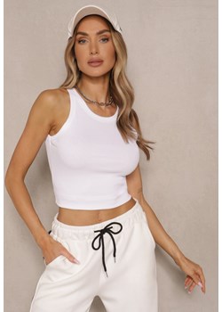 Biały Prążkowany Top z Bawełny Ravzedi ze sklepu renee.pl w kategorii Bluzki damskie - zdjęcie 179965084