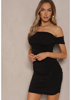 Czarna Sukienka Bodycon z Górą Open Shoulder i Marszczeniem Tosivea ze sklepu renee.pl w kategorii Sukienki - zdjęcie 179966834