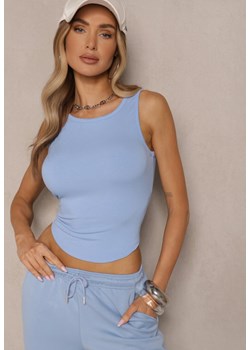 Jasnoniebieski Basicowy Top z Prążkowanego Materiału Tosavira ze sklepu renee.pl w kategorii Bluzki damskie - zdjęcie 179967311