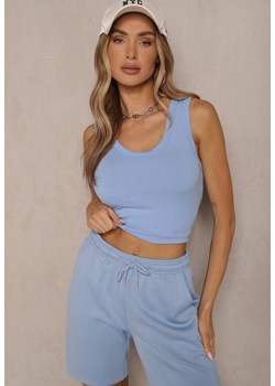 Jasnoniebieski Tank Top Prążkowany Toslina ze sklepu renee.pl w kategorii Bluzki damskie - zdjęcie 179967351