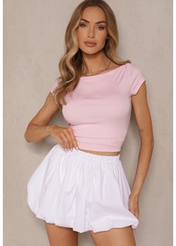 Różowy Dopasowany T-shirt z Bawełny z Dekoltem o Kształcie Łódki Gallenia ze sklepu renee.pl w kategorii Bluzki damskie - zdjęcie 179970861