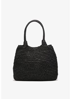 Czarna Pleciona Torebka Shopper Yolalla ze sklepu born2be.pl w kategorii Torby letnie - zdjęcie 180009453