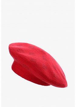 Czerwona Czapka Beret w Cyrkonie Nanto ze sklepu born2be.pl w kategorii Berety damskie - zdjęcie 180022861
