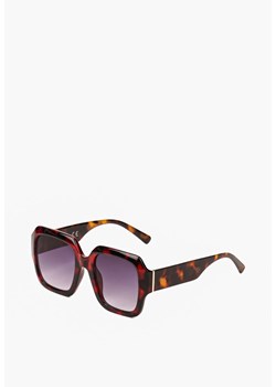 Brązowo-Czarne  Okulary Przeciwsłoneczne z Szerokimi Geometrycznymi Oprawkami Wanena ze sklepu born2be.pl w kategorii Okulary przeciwsłoneczne damskie - zdjęcie 180052564
