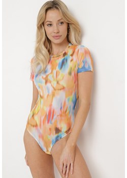 Pomarańczowe Siateczkowe Body Tie-Dye z Wiskozą Monlea ze sklepu born2be.pl w kategorii Body damskie - zdjęcie 180066083