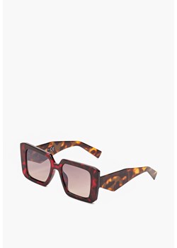 Czerwono-Brązowe Kwadratowe Okulary Przeciwsłoneczne z Filtrem UV Missalisa ze sklepu born2be.pl w kategorii Okulary przeciwsłoneczne damskie - zdjęcie 180069490