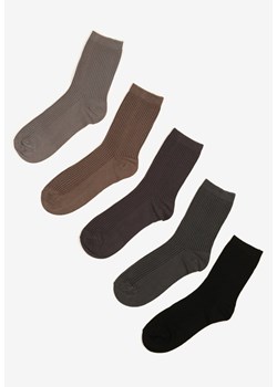 Wielokolorowe Bawełniane Skarpety Basic 5-pack o Gładkim Wykończeniu Seziena ze sklepu born2be.pl w kategorii Skarpetki męskie - zdjęcie 180091840