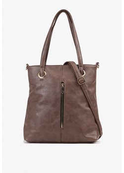 Brązowa Prostokątna Torebka Shopper z Ozdobnym Suwakiem Nevaniaea ze sklepu born2be.pl w kategorii Torby Shopper bag - zdjęcie 180096643