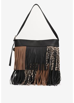 Brązowa Kwadratowa Torebka Listonoszka z Ozdobnymi Frędzlami w Panterkę Ravalanna ze sklepu born2be.pl w kategorii Torby Shopper bag - zdjęcie 180101293