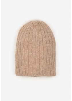 Brązowa Prążkowana Czapka Beanie z Wiskozy Enalwenna ze sklepu born2be.pl w kategorii Czapki zimowe damskie - zdjęcie 180110832