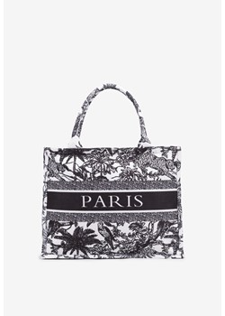 Czarna Torebka z Motywem Zwierząt i Napisem Alionessa ze sklepu born2be.pl w kategorii Torby Shopper bag - zdjęcie 180151184