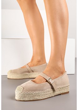 Ciemnobeżowe Espadryle Ozdobione Paskiem i Plecionką Fevandre ze sklepu born2be.pl w kategorii Espadryle damskie - zdjęcie 180172622