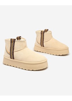 Royalfashion Krótkie damskie buty a'la śniegowce z ozdobą Erititta ze sklepu royalfashion.pl w kategorii Śniegowce damskie - zdjęcie 180201653