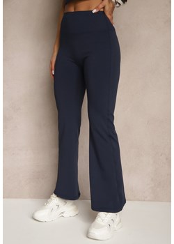 Granatowe Spodnie Dzwony Legginsy High Waist Onellin - id: LM88186-50-NAVY - marki Renee - 180207201 Granatowe Spodnie Dzwony Legginsy High Waist Onellin ze sklepu renee.pl w kategorii Spodnie damskie - zdjęcie 180207201