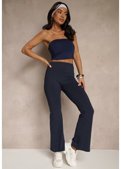 Granatowe Spodnie Dzwony Legginsy High Waist Onellin ze sklepu renee.pl w kategorii Spodnie damskie - zdjęcie 180207203
