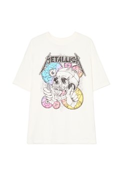 Cropp - Biała koszulka z nadrukiem Metallica - biały ze sklepu Cropp w kategorii Bluzki damskie - zdjęcie 180208354