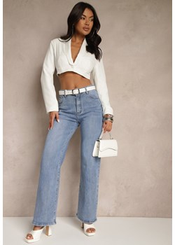 Niebieskie Klasyczne Jeansy o Szerokim Kroju z Wysokim Stanem Lunivera ze sklepu renee.pl w kategorii Jeansy damskie - zdjęcie 180211210