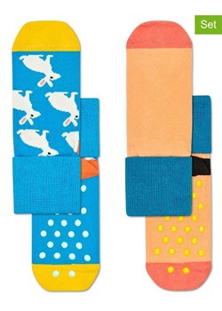 Happy Socks Skarpety (2 pary) w kolorze pomarańczowo-niebieskim ze wzorem ze sklepu Limango Polska w kategorii Skarpetki dziecięce - zdjęcie 180220680