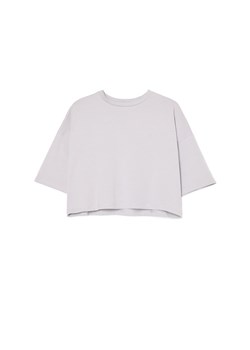 Cropp - Gładki jasnoszary T-shirt boxy oversize - jasny szary ze sklepu Cropp w kategorii Bluzki damskie - zdjęcie 180221300